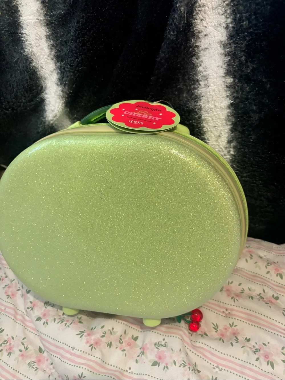 Ulta Beauty Glitter Green Cherry Cosmetic Case